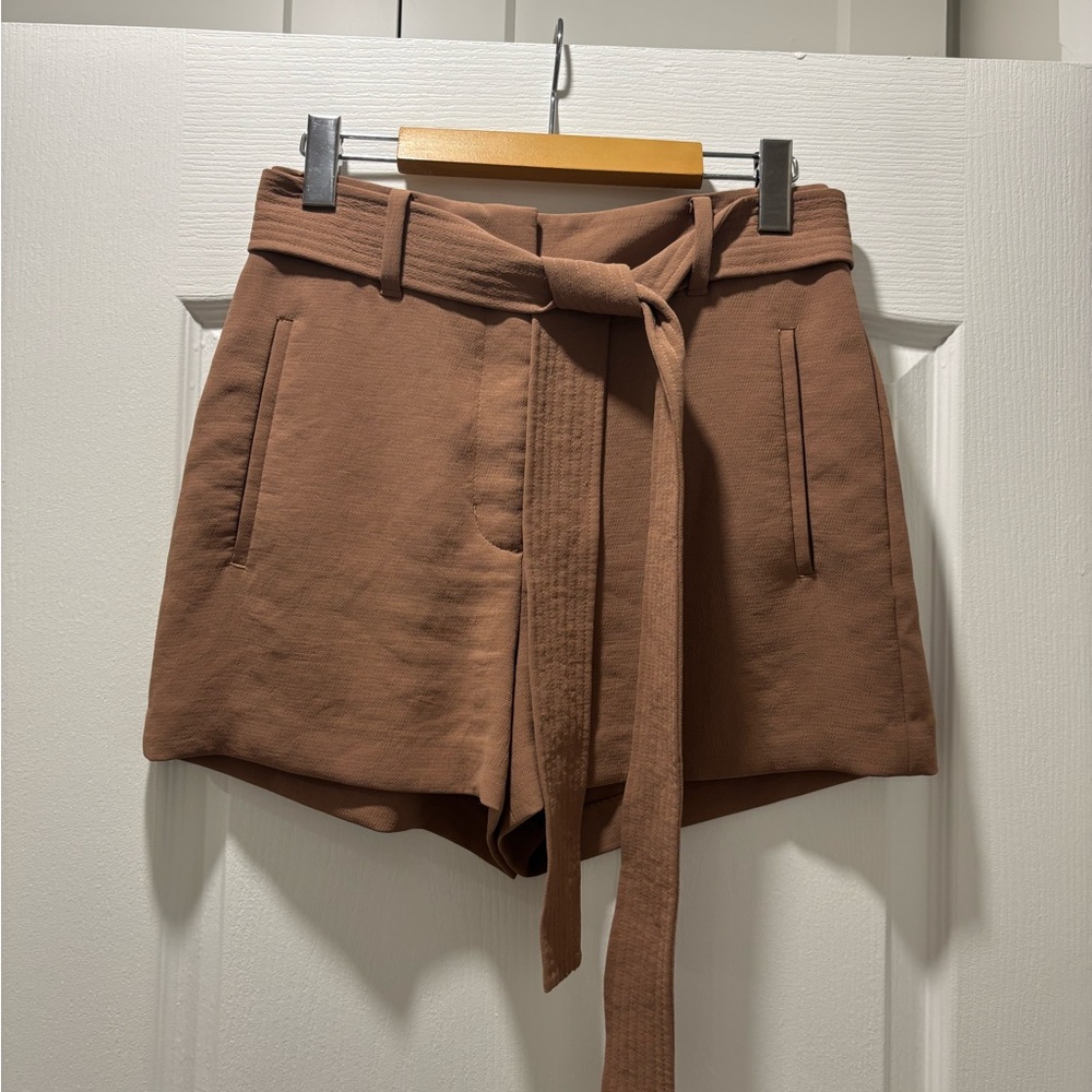 Aritzia High Waist Brown Belted Shorts